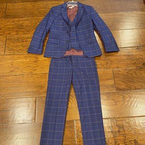 Isaac Mizrahi Boys' 3-piece Plaid Suit Set in Blue ONLY worn one time.